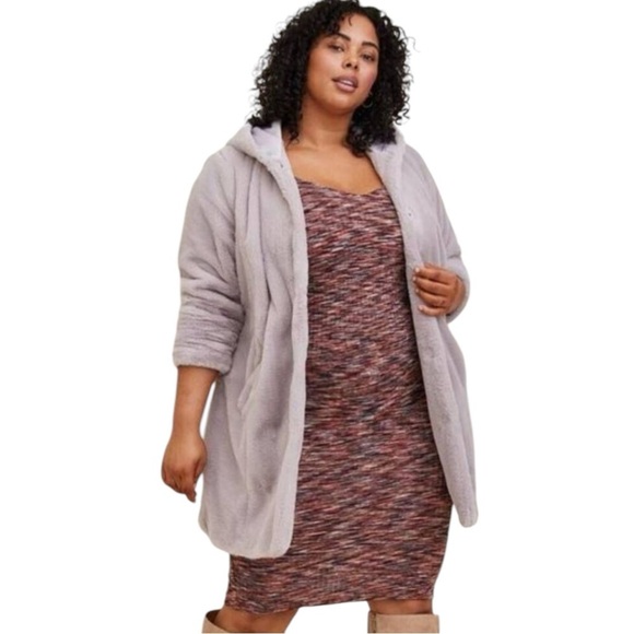TORRID Plus Faux Fur Trim Jacket in Light Lavender Size 1 - Picture 1 of 11
